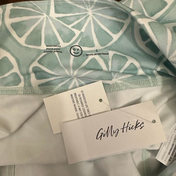 NWT GILLY HICKS Lemon Print Go Recharge High Rise 7/8 Leggings Green Blue - Picture 11 of 15